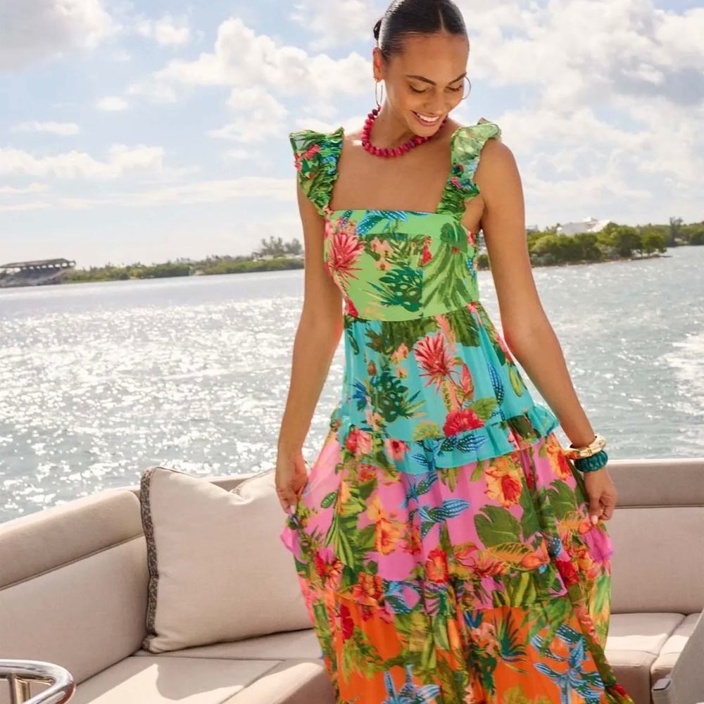 Avara Ivy Multi Floral Tiered Maxi Dress